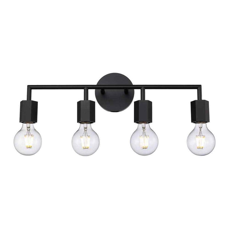 Bel Air Lighting Placerville 21.5 in. 4-Light Black Bathroom Vanity Light Fixt