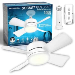 Bell + Howell Socket Fan 15.7 in. Indoor White Socket Ceiling Warm Light