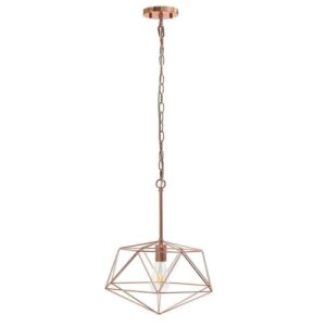 Elegant Designs 16 in. 1-Light Rose Gold Geometric Diamond Shaped Pendant Light