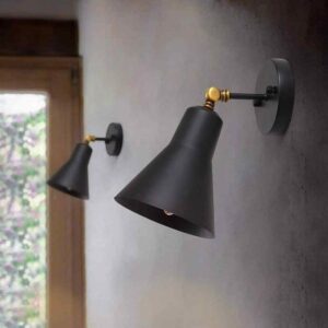 LNC Modern Black and Brass 1-Light Swivel Wall Sconce with Bell Metal Shade