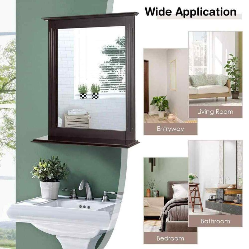 Gymax 22.5 in. W x 27 in. H Rectangular Framed Wall-Mounted Bathroom Vanity - Image 6