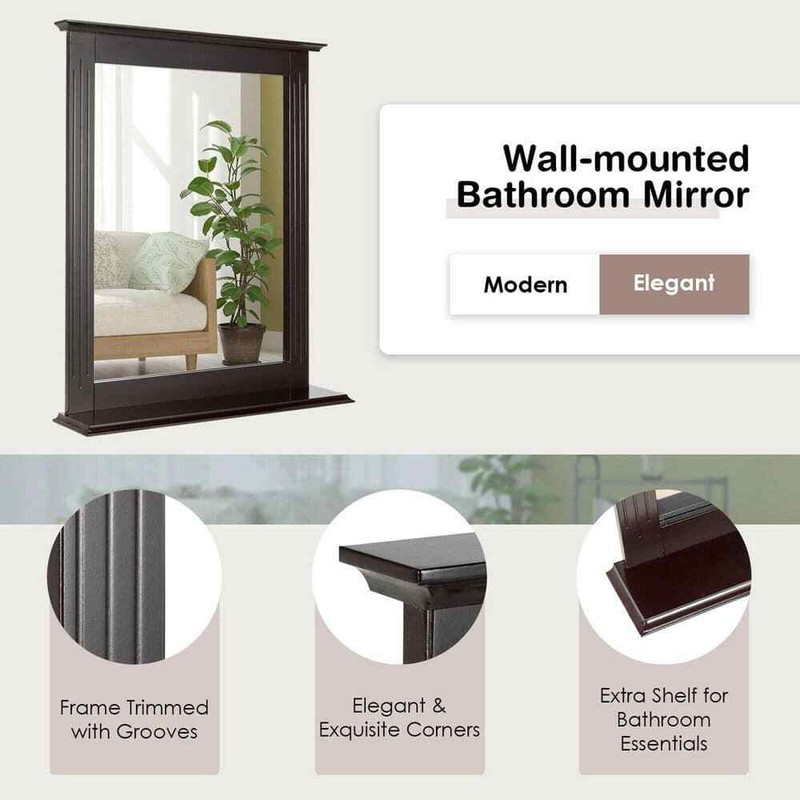 Gymax 22.5 in. W x 27 in. H Rectangular Framed Wall-Mounted Bathroom Vanity - Image 7