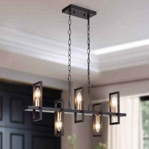 Uolfin Modern Rectangle Dining Table Chandelier Transitional 5-Light Black