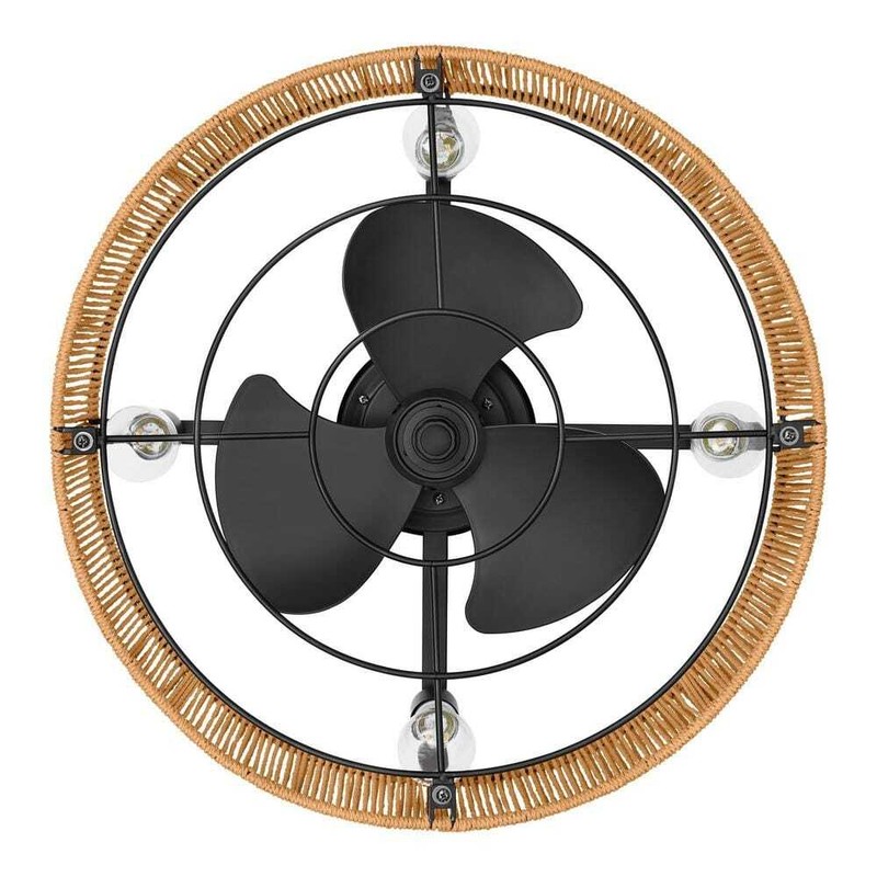 Hampton Bay Montabel 22 in. Indoor Matte Black and Natural Ceiling Fan with Remo - Image 3