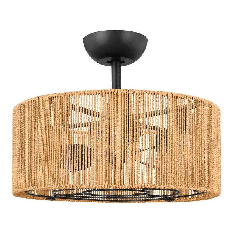 Hampton Bay Montabel 22 in. Indoor Matte Black and Natural Ceiling Fan with Remo - Image 4