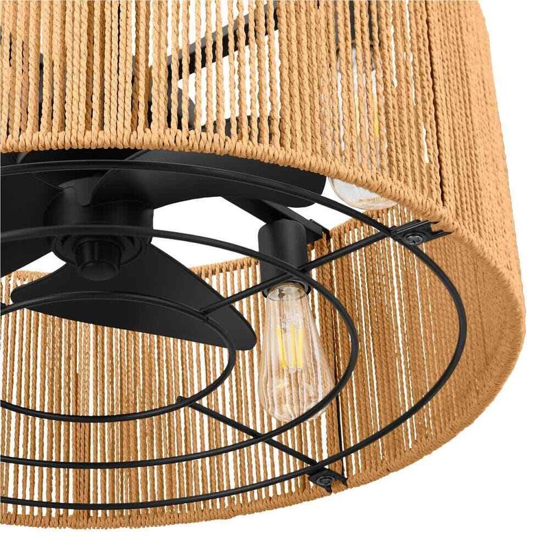Hampton Bay Montabel 22 in. Indoor Matte Black and Natural Ceiling Fan with Remo - Image 5