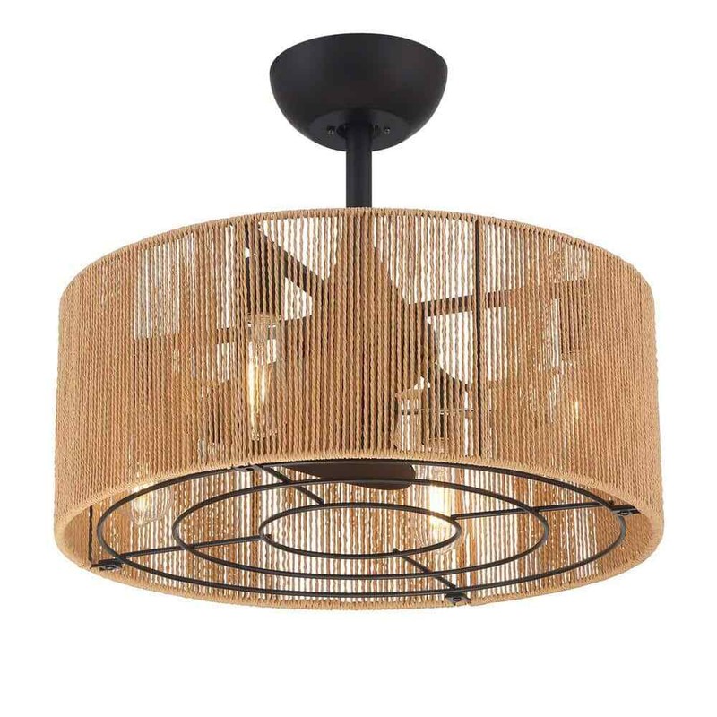 Hampton Bay Montabel 22 in. Indoor Matte Black and Natural Ceiling Fan with Remo - Image 7