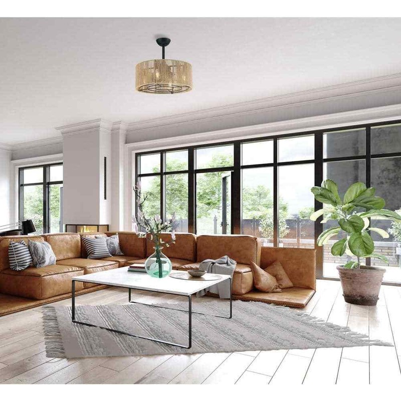 Hampton Bay Montabel 22 in. Indoor Matte Black and Natural Ceiling Fan with Remo - Image 10