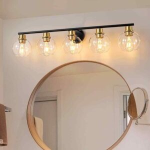Deyidn Modern 37.4 in. 5-Light Black Bathroom Vanity Light Interior Powder Room