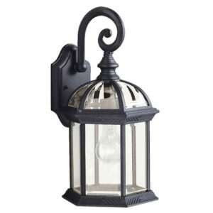 KICHLER Barrie 15.5 in. 1-Light Black Outdoor Hardwired,No Bulbs Included(1Pack)
