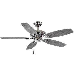Hampton Bay North Pond 52 in. Indoor/Outdoor Polished Nickel Ceiling Fan with Do