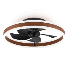 HINNIXY 20 in. Smart Indoor Mahogany Walnut Flush Mount Color Changing LED Ceili