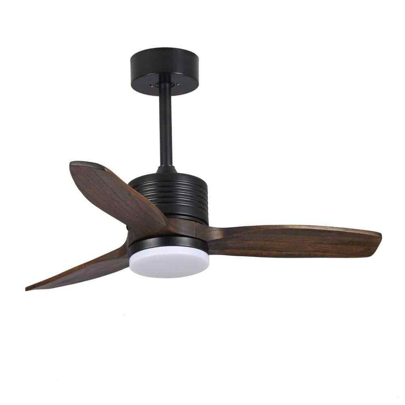 BANSA ROSE 36 in. Matte Black Wood Leaf Indoor Ceiling Fan+AC Motor+Remote,Rever