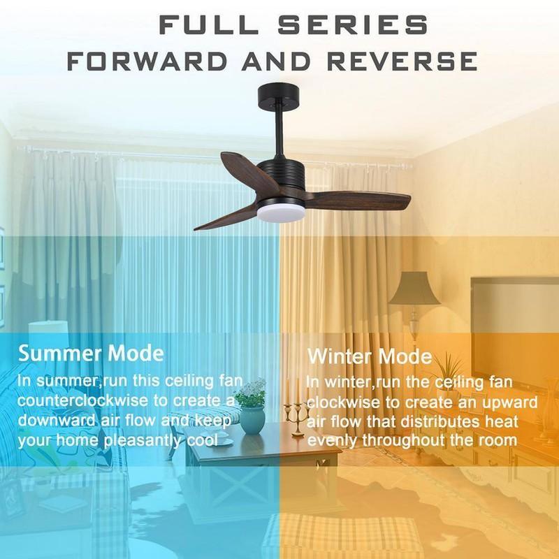 BANSA ROSE 36 in. Matte Black Wood Leaf Indoor Ceiling Fan+AC Motor+Remote,Rever - Image 5