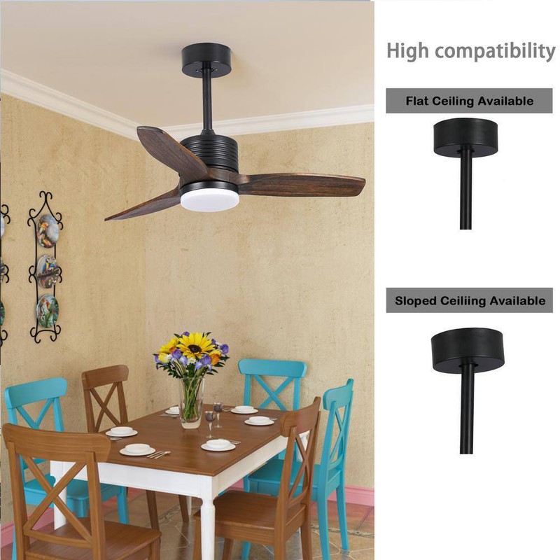 BANSA ROSE 36 in. Matte Black Wood Leaf Indoor Ceiling Fan+AC Motor+Remote,Rever - Image 9