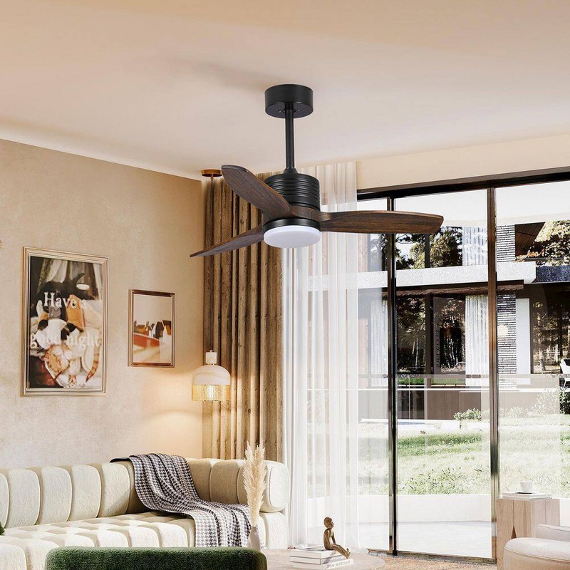 BANSA ROSE 36 in. Matte Black Wood Leaf Indoor Ceiling Fan+AC Motor+Remote,Rever - Image 13