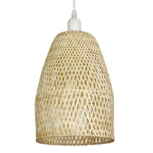 Depuley E26 60Watt 1Light Beige Lantern Rattan Pendant Light, No Bulbs Included