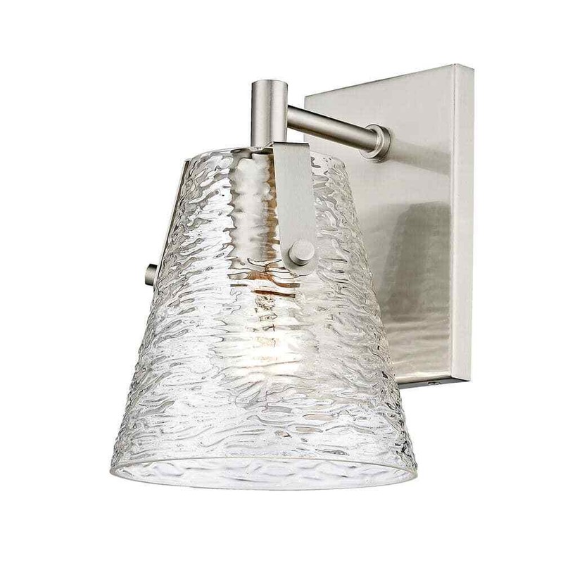 Analia 6.5 in. 1 Light Brushed Nickel sconce Light+Clear Ribbed Glass,No Bulbs - Image 2