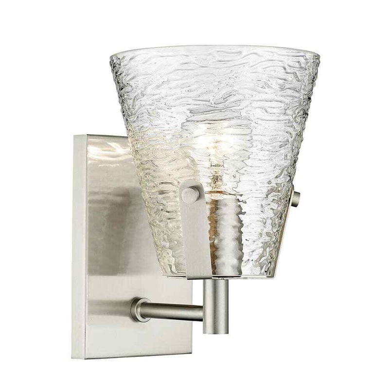 Analia 6.5 in. 1 Light Brushed Nickel sconce Light+Clear Ribbed Glass,No Bulbs - Image 3