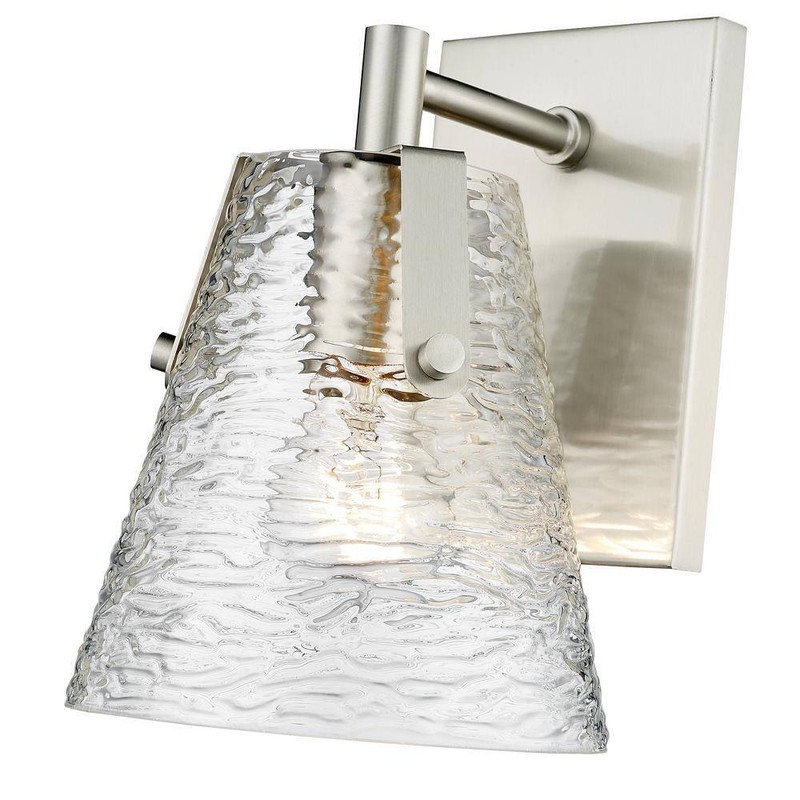 Analia 6.5 in. 1 Light Brushed Nickel sconce Light+Clear Ribbed Glass,No Bulbs - Image 4