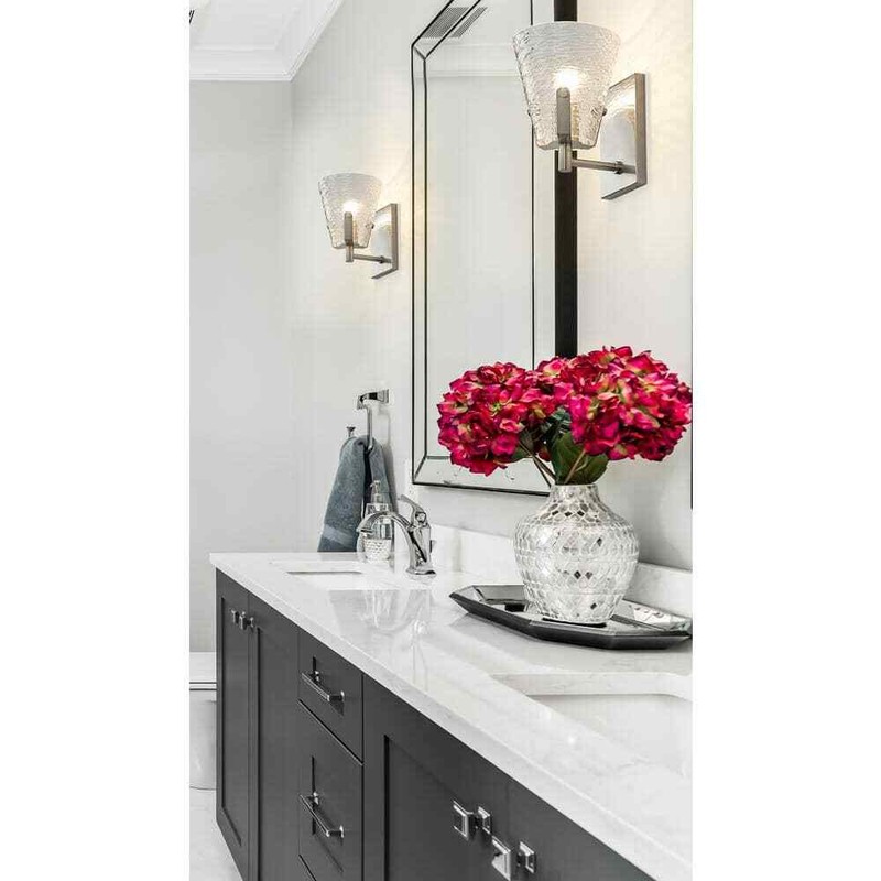 Analia 6.5 in. 1 Light Brushed Nickel sconce Light+Clear Ribbed Glass,No Bulbs - Image 6