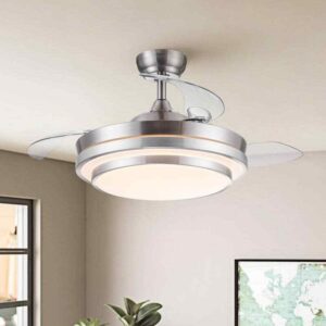 YUHAO 42 in. Indoor Brushed Nickel Fan+ Reversible DC Motor+Integrated LED