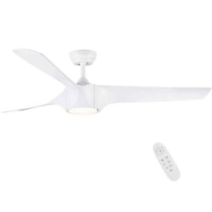 YUHAO 56 in. Dimmable LED Outdoor Matte White Fan+Light Kit+DCMotor+Remote