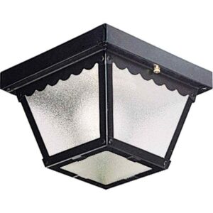 Progress Lighting 1-Light Matte Black Textured Glass Traditional Outdoor 7-1/2"