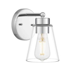 Hampton Bay Eastburn 1-Light Polished Chrome Wall Sconce with Clear Glass Shade