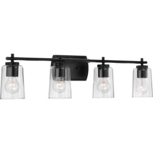 Progress Lighting Adley Collection 32 in. 4-Light Matte Black Clear Glass New