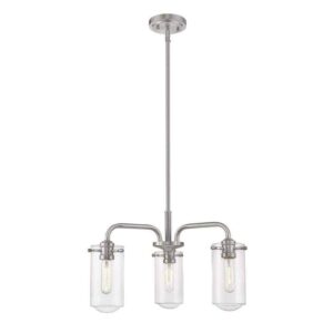 Z-Lite Delaney 3-Light Brushed Nickel Chandelier with Glass Shade