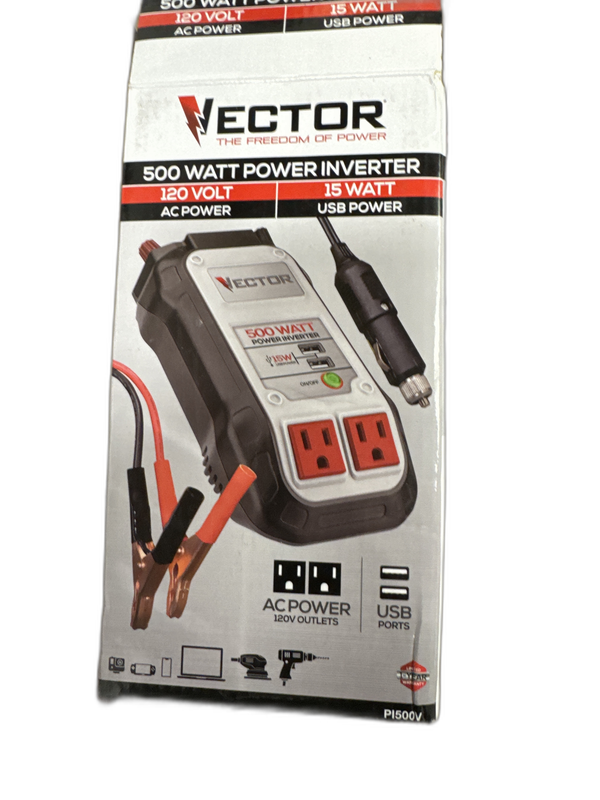 VECTOR 500 Watt Power Inverter, Dual Power Inverter, Two USB Charging Ports - Image 3