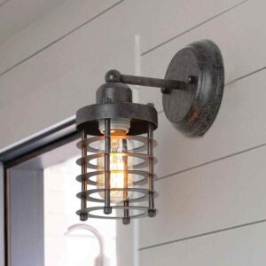 LNC Farmhouse Rustic Black Metal Wall Sconce with Open Drum Cage Shade (1-Pack)
