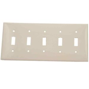 Leviton 5-Gang White Toggle Nylon Standard Wall Plate (1-Pack) 80723-W