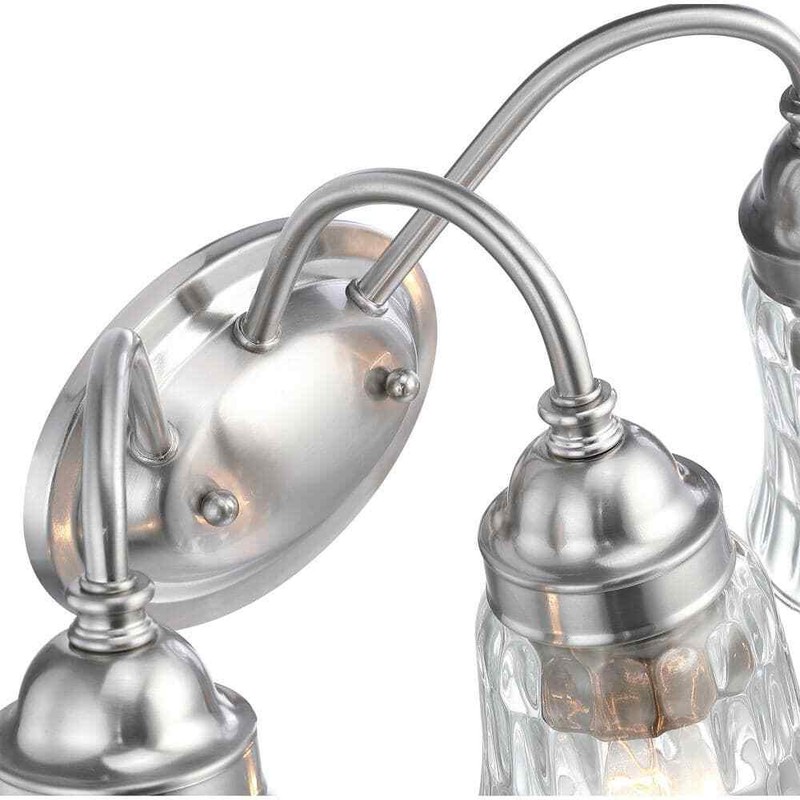 Hukoro 19.3 in. 3-Light Brushed Nickle Bathroom Vanity Light+Trumpet Glass Shade - Image 4