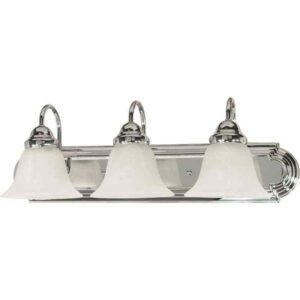 SATCO 3-Light Polished Chrome Vanity Light with Alabaster Glass Bell Shades