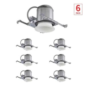 6 in. Aluminum E26-Base Bulb White Baffle Recessed Can Light Trim 6-Pack