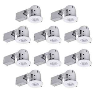 Globe Electric 4 in. White Dimmable New Construction+Remodel (10-Pack) NO BULBS