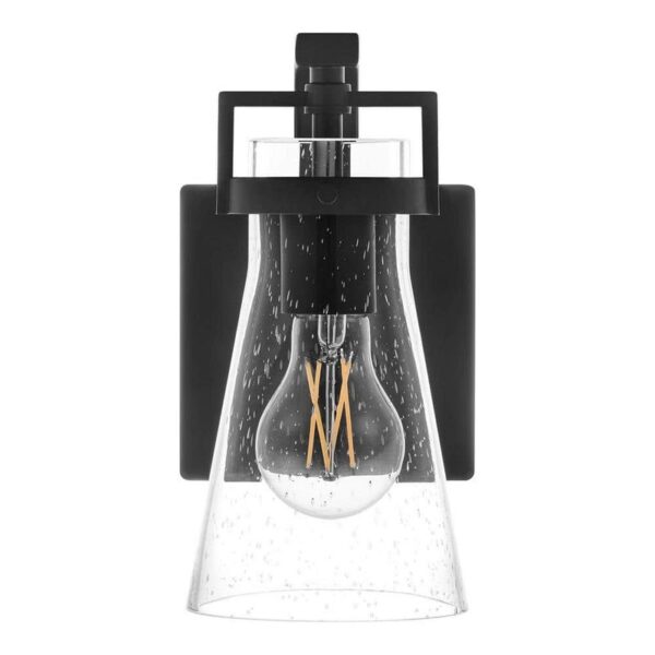 Home Decorators Clermont 5" 1-Light Matte Black Bathroom Vanity Sconce w/ Glass