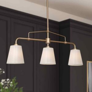 Uolfin Modern Farmhouse Gold Bedroom Chandelier, 25 in. 3-Light Kitchen Island