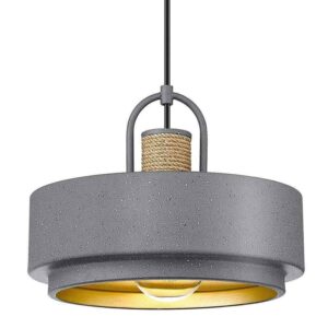ZACHVO 60 -Watt 1 Light Grey Natural Stone Shaded Pendant Light with Metal Shade