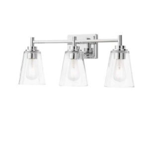 Hampton Bay Wakefield 22 in. 3-Light Chrome Modern Vanity w/Clear Glass Shades