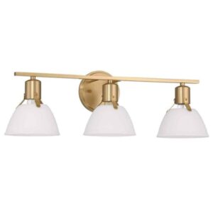 Robert Stevenson Lighting Cooper 7 in. 3-Light Brushed Gold Vanity-Light