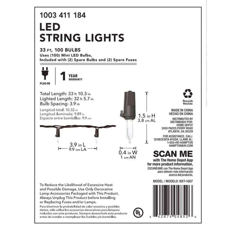 Hampton Bay 100-Light LED Smooth Mini Cool White Garden String Light - Image 8