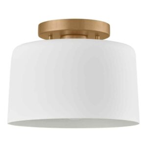 Home Decorators Collection 10 in. 1-Light Matte White and Gold Semi-Flush Mount
