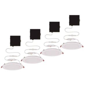 Commercial Electric Ultra Slim Integrated LED 6 in Round Adj Color, White 4-Pack