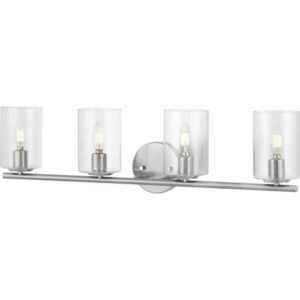 Hampton Bay Champlain 31.5" 4-Light Brushed Nickel Bathroom Vanity Light w/Glass