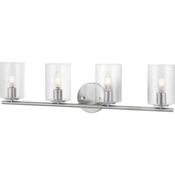 Hampton Bay Champlain 31.5" 4-Light Brushed Nickel Bathroom Vanity Light w/Glass