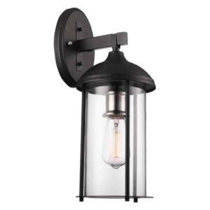 Bel Air Lighting Blues 16.5 in. 1-Light Black and Brushed Nickel Outdoor Wall