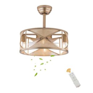 OUKANING 18 in. Indoor Champagne Gold Modern 6-Speed Ceiling Fan with Remote
